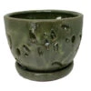 Ceramic Orchid Pot/Saucer 5 3/4" X 4 3/8" - Green