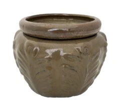 Leaf Self Watering Glazed Ceramic Pot - Mustard - 6.25 X 4.75"