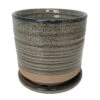 Ellora Ceramic Planter With Attached Saucer - Slate - 4.5" X 4.25"