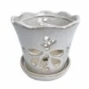 Butterfly Ceramic Orchid Pot/Saucer 5" X 5" - White - #50248