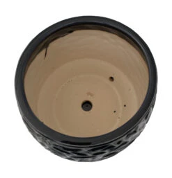 Botanical Delica Ceramic Pot With Attached Saucer - 6" X 6.25" - Dark Denim -Plant Shop botanicaldenimtop 79514.1665090705