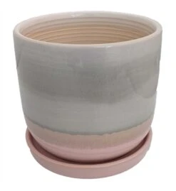 Horizon Dawn Ceramic Pot With Attached Saucer - 5.5" X 4.75"